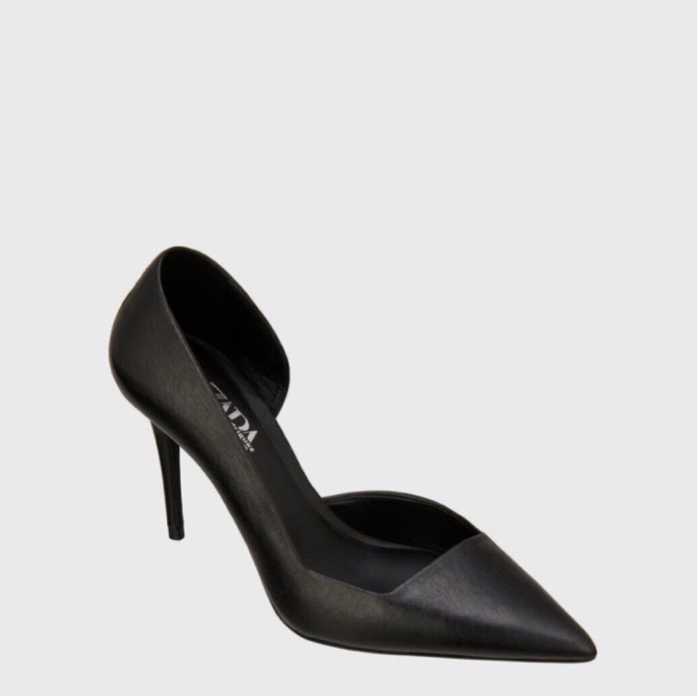 Zara X Narciso Rodriguez Leather Stilettos Heels Shoes Black Size 6